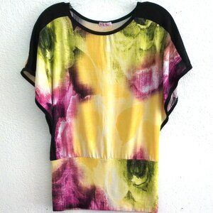 Via Vai, colorful floral bat-wing top